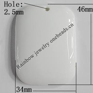 Resin Pendants, Rectangle 46x34mm Hole:2.5mm, Sold by Bag