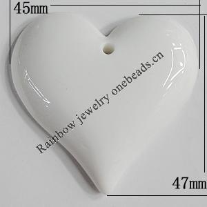 Resin Pendants, Heart 45x47mm Hole:2.5mm, Sold by Bag