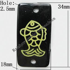 Resin Connectors, Rectangle 34x18mm Hole:2.5mm, Sold by Bag