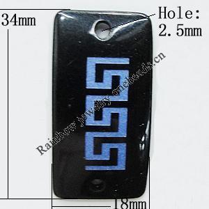Resin Connectors, Rectangle 34x18mm Hole:2.5mm, Sold by Bag