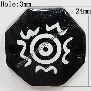 Resin Connectors, Polygon 24mm Hole:3mm, Sold by Bag