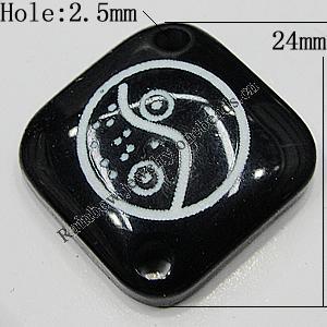 Resin Connectors, Diamond 24mm Hole:2.5mm, Sold by Bag