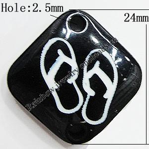 Resin Connectors, Diamond 24mm Hole:2.5mm, Sold by Bag