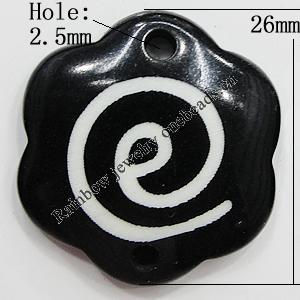 Resin Connectors, Flower 26mm Hole:2.5mm, Sold by Bag