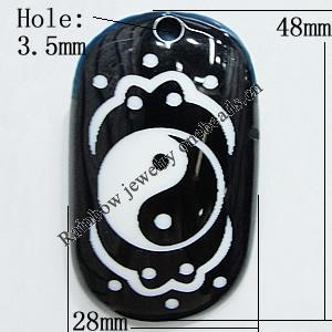 Resin Pendants, Rectangle 48x28mm Hole:3.5mm, Sold by Bag
