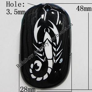 Resin Pendants, Rectangle 48x28mm Hole:3.5mm, Sold by Bag