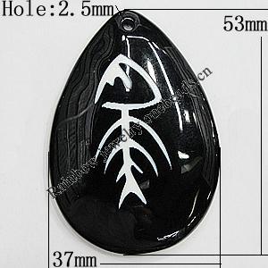 Resin Pendants, Teardrop 53x37mm Hole:2.5mm, Sold by Bag