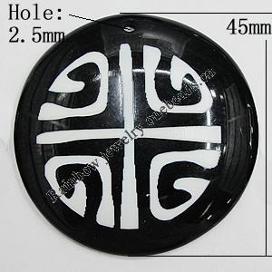 Resin Pendants, Flat Round 45mm Hole:2.5mm, Sold by Bag
