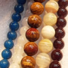 Gemstone Beads, Round, Mix Colour, 10mm, Hole:Approx:1mm, Sold per 16-inch Strand