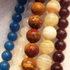 Gemstone Beads, Round, Mix Colour, 12mm, Hole:Approx:1mm, Sold per 16-inch Strand