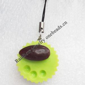 Mobile Decoration, Resin Pendant, Cake, Pendant: about 27mm wide, Rope: about 6cm, Sold by Dozen