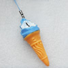 Mobile Decoration, Resin Pendant, Ice Cream, Pendant: about 25mm wide, Rope: about 6cm, Sold by Dozen