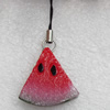 Mobile Decoration, Resin Pendant, Watermelon, Pendant: about 30mm wide, Rope: about 6cm, Sold by Dozen