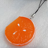 Mobile Decoration, Resin Pendant, Orange, Pendant: about 45mm wide, Rope: about 6cm, Sold by Dozen
