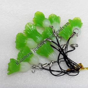 Mobile Decoration, Resin Pendant, Cabbage, Pendant: about 20mm wide, Rope: about 6cm, Sold by Dozen
