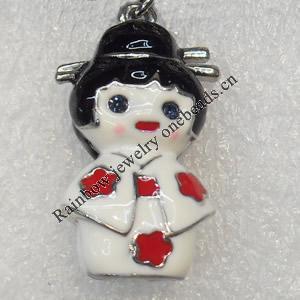 Zinc Alloy Enamel Pendants, Japan Girl, 18x35mm, Hole:2mm, Sold by PC