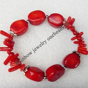 Coral Bracelet, width:15mm, Length Approx:6.3-inch, Sold by Strand