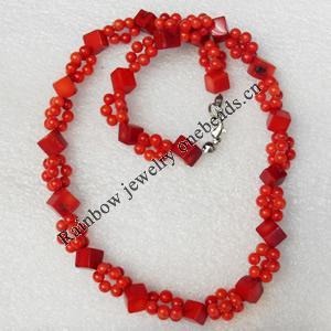 Coral Necklace, width:12mm, Length Approx:17.7-inch, Sold by Strand