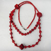 Coral Necklace, width:9mm, Length Approx:35.4-inch, Sold by Strand