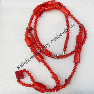 Coral Necklace, width:10mm, Length Approx:35.4-inch, Sold by Strand