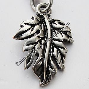 Zinc Alloy Charm/Pendants, Nickel-free & Lead-free, A Grade Leaf 21x14mm Hole:2mm, Sold by PC