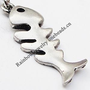 Zinc Alloy Charm/Pendants, Nickel-free & Lead-free, A Grade Animal 30x10mm Hole:2mm, Sold by PC