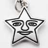 Zinc Alloy Charm/Pendants, Nickel-free & Lead-free, A Grade Star 21x18mm Hole:2mm, Sold by PC