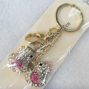 Zinc Alloy keyring Jewelry Chains, width:43mm, Length Approx:9.5cm, Sold by Dozen