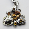 Zinc Alloy Charm/Pendant with Crystal, Nickel-free & Lead-free, A Grade Animal 18x15mm Hole:2mm, Sold by PC