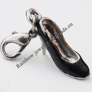 Zinc Alloy Enamel Pendants, Nickel-free & Lead-free, A Grade Shoes 22x6x7mm Hole:2mm, Sold by PC