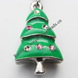 Zinc Alloy Enamel Charm/Pendant with Crystal, Nickel-free & Lead-free, A Grade Tree 14x25mm Hole:2mm, Sold by PC