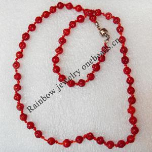 Coral Necklace, width:6mm, Length Approx:17.7-inch, Sold by Strand