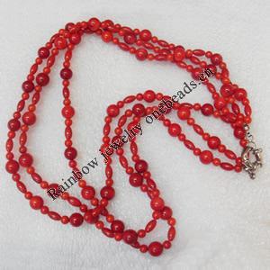 Coral Necklace, width:8mm, Length Approx:17.7-inch, Sold by Strand