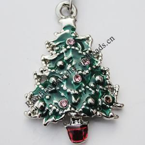 Zinc Alloy Enamel Charm/Pendant with Crystal, Nickel-free & Lead-free, A Grade Tree 32x20mm Hole:2mm, Sold by PC