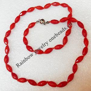 Coral Necklace, width:5mm, Length Approx:17.7-inch, Sold by Strand