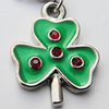 Zinc Alloy Enamel Charm/Pendant with Crystal, Nickel-free & Lead-free, A Grade Flower 16x21mm Hole:2mm, Sold by PC
