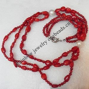 Coral Necklace, width:10mm, Length Approx:23.6-inch, Sold by Strand