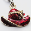 Zinc Alloy Enamel Charm/Pendant with Crystal, Nickel-free & Lead-free, A Grade Straw hat 21x18mm Hole:2mm, Sold by PC