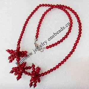 Coral Necklace, width:4mm, Length Approx:17.7-inch, Sold by Strand
