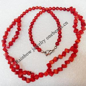 Coral Necklace, width:4mm, Length Approx:17.7-inch, Sold by Strand