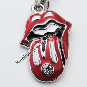 Zinc Alloy Enamel Charm/Pendant with Crystal, Nickel-free & Lead-free, A Grade 22x15mm Hole:2mm, Sold by PC