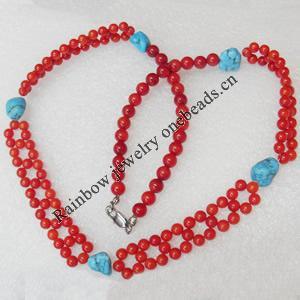 Coral Necklace, width:6mm, Length Approx:17.7-inch, Sold by Strand