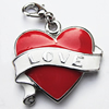 Zinc Alloy Enamel Pendants, Nickel-free & Lead-free, A Grade Heart 28x30mm Hole:2mm, Sold by PC