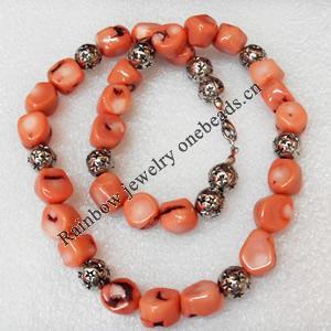 Coral Necklace, width:10mm, Length Approx:17.7-inch, Sold by Strand