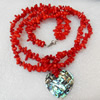 Coral Necklace with Shell pendant, Pendant:35mm, Sold per 17.7-inch Strand