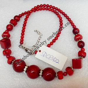 Coral Necklace, width:5mm, Length Approx:17.7-inch, Sold by Strand