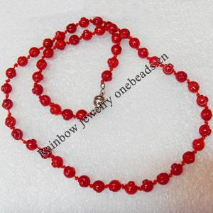 Coral Necklace, width:6mm, Length Approx:17.7-inch, Sold by Strand