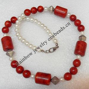 Coral Necklace, width:14mm, Length Approx:17.7-inch, Sold by Strand