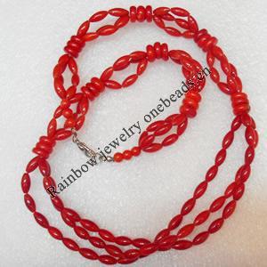 Coral Necklace, width:8mm, Length Approx:17.7-inch, Sold by Strand