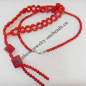 Coral Necklace, width:15mm, Length Approx:31.5-inch, Sold by Strand
